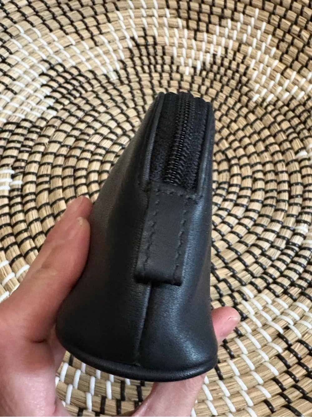 Vintage RARE Coach Leather Half-Moon Dome Zip Cosmetic Case with Coin Pouch